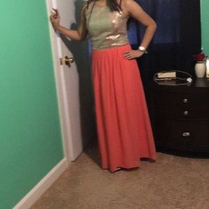 A coral dress